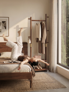 ZHUSHANXIA | Moveable Wooden Coat Rack