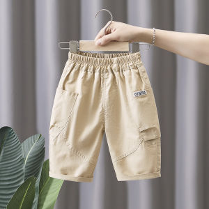 Boys Summer Thin Cotton Cargo Shorts Trendy Streetwear Pure Cotton Workwear Pants Seven-Quarter Length Loose Fit Kids Clothing