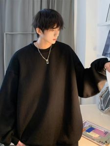 Lengan panjang kaos Lengan panjang Kain wafel lengan panjang lengan panjang pria lengan panjang longgar lengan panjang kasual lengan panjang Korea lengan panjang Korea lengan panjang leher bulat lengan panjang putih lengan panjang hitam