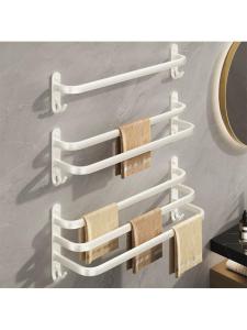 Hanging Towel Rack for Bathroom Space Aluminum No Drilling White