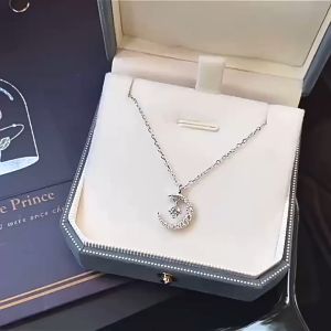 Ladamas Kalung Tembaga Dengan Liontin Bulan Sabit Berkilau Gaya Elegan KT75