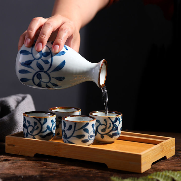 Japanese Style Sake Bottle Household Hand-painted Ceramic Underglaze 