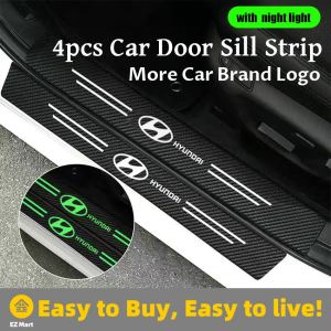 【Fast Shipping】 Luminous Car Door Sill Protector Rear Trunk Bumper Threshold Stickers for Hyundai I10 Logo Badge Luminous-Sill-Sticker