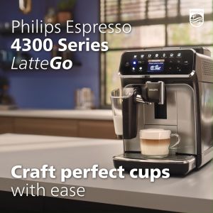 Philips EP4446 Full Automatic Espresso Machine | LatteGo milk system | 12 hot and iced recipes | QuickStart technology | SilentBrew technology | Ceramic grinder | AquaClean | 2 user profiles | 2 Yrs Warranty | Genuine Product |  EP4446/70
