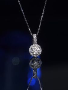 LOVETIA Kalung Moissanite 1.0 Ct Aksesoris Wanita Perak Asli 925 Fashion Kalung Liontin Wanita Sertifikat GRA BTXL018