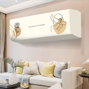 คลุมเครื่องปรับอากาศแบบติดผนัง คลุมเต็มเครื่อง ป้องกันฝุ่น สำหรับห้องนอน รุ่นใหม่ปี 2024 เคลือบสีอ่อน สไตล์โมเดิร์น เรียบง่าย