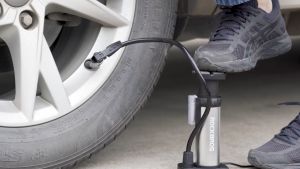 ROCKBROS Bike Pump 80PSI High Pressure Aluminum Alloy Mini Bike Pump AV/FV Portable Air Inflator MTB Foot Pump Bike Accessories