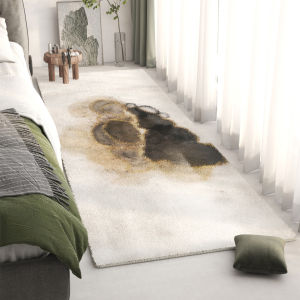 AOVOC | Elongated Green Shabby Chic Style Lamb Fur Carpet