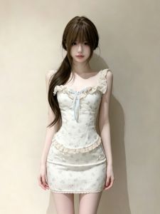 CHANGTONG | Charming Sweet Floral Top and Skirt Set Summer