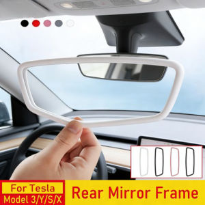 Rearview Mirror Protector Frame for Tesla Model 3 Y S X 2026 -2019 Juniper Center Console Accessories Mirror Silicone Cover Trim