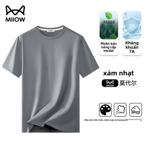 Áo thun nam MiiOW vải cotton polyester tay ngắn thoáng khí cổ tròn.