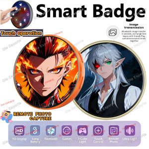 Smart Dynamic E-badge 1.85 HD 360*360 Screen Electronic Badge Transfer Photos GIFs Animations and Videos for Otaku Fans Gift