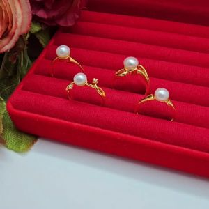 แหวนทองฝังไข่มุกแท้ มุกน้ำจืด คละแบบ ชุบทอง ดีไซน์สวย ทันสมัย เรียบหรู แหวนมุก ใส่ออกงานได้ แฟชั่น