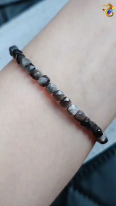 Collection Grade Faceted Cube Silver Obsidian Bracelet