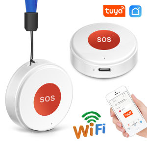 Tuya WiFi SOS Panic Call Button Smart Life APP Rechargeable Battery One Key Alarm For Patient Kids Elderly Man Hanging Rope