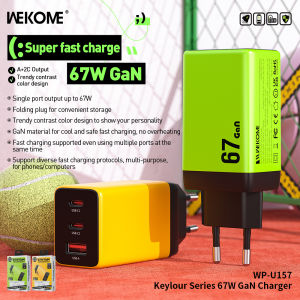 WEKOME 67W GaN Charger Quick Charge Fast Charging Type C Charger QC4.0 PD 3.0 USB C Adapter For iPhone 15 14 13 iPad Pro Macbook