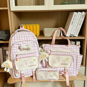 High Capacity School Bag Set for Junior And Primary Students Cute Campus Style Girls Backpack Double Shoulder Bag Trendy And Stylish