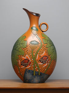 New Chinese Style Ceramic Ethnicity Features Yunnan Lijiang Handicrafts Display Shelf Home Decorations for B&B Creative Plant Shape