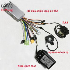 Bộ Điều Khiển Động Cơ Không Chổi Than 24V 36V 48V 350W 500W 25A Sóng Sin Với Màn Hình LCD S866 Tay Ga PAS Cho Xe Tay Ga Điện Xe Đạp Điện