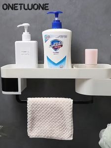 Rak TOILET Gantung Putar Tempel Kamar Mandi Tempat Sabun Shampoo - ABU ABU