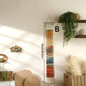 Tấm Thảm Treo Tường Phong Cách Boho Macrame Hình Núi & Bình Minh/hoàng Hôn Trang Trí Nhà Cửa Thẩm Mỹ Hình Chữ Nhật Chất Liệu Polyester Dệt Kim Dùng Trang Trí Phòng.