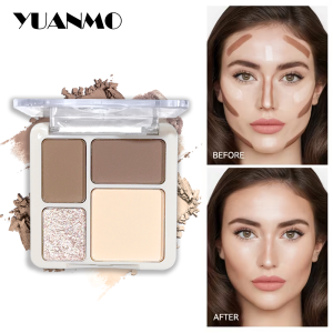 The four-color highlighter contour palette is matte and long-lasting brightening three-dimensional contours