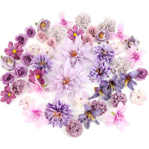 24/48Pcs Artificial Flower Head Fake Daisy Head Bulk Silk Faux Rose DIY Cake Decoration Wreath Crafts Wedding Bride Home Decor