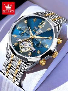 OLEVS | Automatic Mechanical Watch Mens Multi-Function Rhombus Mirror Water-Resistant Night Light