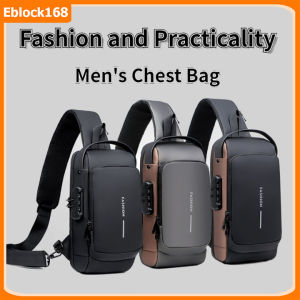 Fashion Chest Bag for Men Waterproof Shoulder Bag Sports Casual Backpack with Password Lock Multi Functional Mens Crossbody Bag