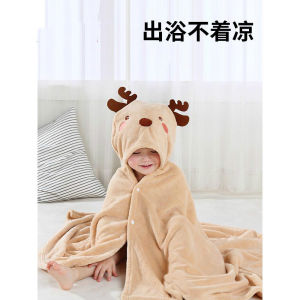 Childrens Bath Towel Cape Hooded Girl Baby Boy Bathrobe Baby Bath Coral Fleece Absorbent Wearable Youth Kids