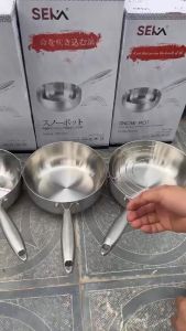 Chảo inox nguyên khối chống dính SEKA chảo sâu lòng dùng được mọi loại bếp tặng kèm vỉ gác chảo