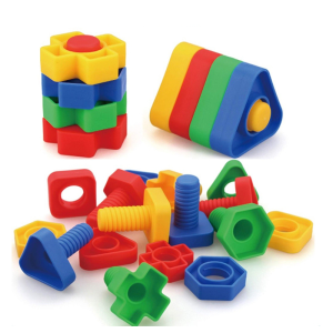FUNToy 5/10Set Mainan Edukasi Puzzle MUR BAUT nut Bangunan Sekrup Plastik Insert Blok Untuk Anak