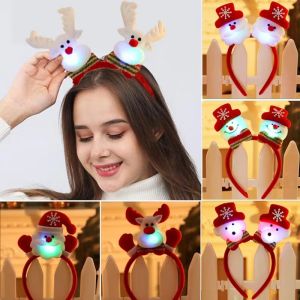 ที่คาดผมลายซานตาคลอสเขากวางมูสมีหูคอสเพลย์ที่คาดผมกวางเรนเดียร์ Led เครื่องประดับเครื่องประดับผมปาร์ตี้คริสต์มาส