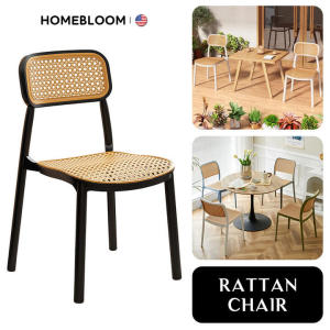 HOMEBLOOM Rattan Chair Dining Chair With Backrest Nordic Chair Coffee Chair Plastic Chair Stackable Cafe Chair for Dinning Table