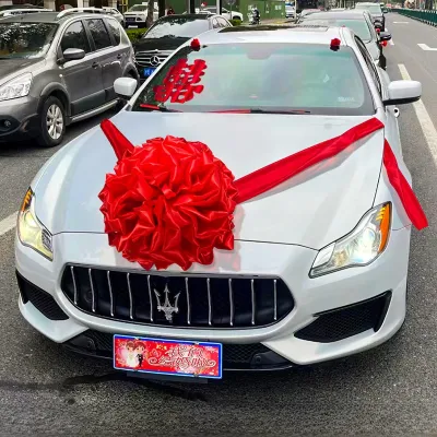 Wedding Celebration Red Silk Carriage Decoration Head Flower Ball New Car Decor Large Red Flower Ball Festival Supplies