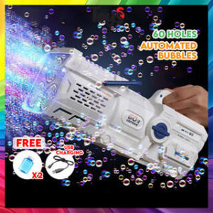 Toyss Baby 60 Holes Big Automated Bubble Gun bubble Machine Automatic Bubble Gum Machine Buble Gun Buble Machine Belon Buih Sabun Mainan 泡泡机 泡泡枪