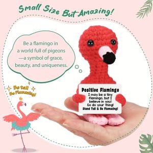 1pc Mini Positive Crochet Flamingo Soft Fabric Home Decor for Christmas Birthdays Parties & Collectible Doll Crochet