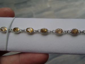 กระเป๋าเงินแท้ 925 Sterling silver ฝังพลอยซิทริน (Natural Citrine) 9 เม็ด 5.70 กะรัต พลอยคัดสวยทุกเม็ด ร้านนี้ขายแต่ของ