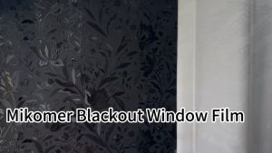 (45cm x 200cm) GS Blackout Window Privacy Film – 100% Light Blocking Etched Tulip Design Non-Adhesive Static Cling Heat Control & Anti-UV for Home & Office，heat insulation