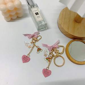 Gantungan Kunci Tas Model Pita Pink Lucu Ganci Keychain Bagcharm Pita Gaya Korea