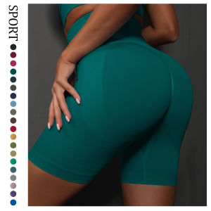 High-Waist Knitted Fitness Yoga Pants Womens Butt-Lifting Seamless Running Shorts Summer Sportswear Tight-Fit Tights