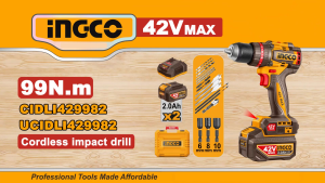 Máy khoan búa ba chức năng không chổi than 99Nm hệ pin 42V max INGCO CIDLI429982 máy mạnh hiệu suất làm việc tăng hiệu quả