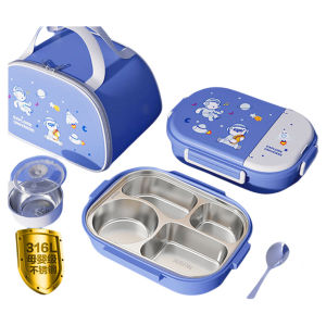 Portable School Lunch Box for Primary School Students Boys And Girls Divided Meal Box with Insulation Box Microwave Safe