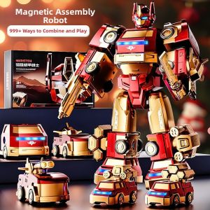 Magnetic Assembling Intelligence Robot Toy Car Transformer