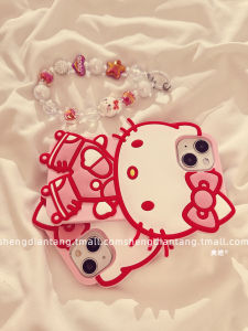 Cute Girl Ice Skating Kitty Cat  16ProMax Phone Case Creative Cartoon Soft Silicone Protective Cover Chain Design