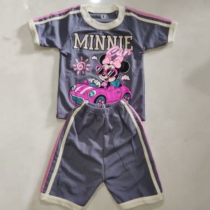 SETELAN ANAK CEWEK LENGAN PENDEK CELANA PENDEK MOTIF MINIE