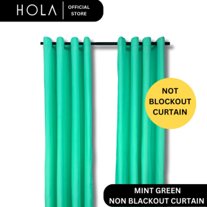 HOLA Basic Plain Ring Curtain -Green Shades | Sold Per Piece | Non Blackout | 85-90% Shade | Medium Thick Fabric | 1.6 Inches Plastic Silver Rings | Bedroom Decor