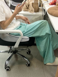 Quần Ống Rộng Bằng Vải Lanh Cotton Cạp Cao Dài Mùa Hè Cho Nữ Phong Cách Lười Biếng Màu Xanh Hồ Quần Dài Đến Sàn