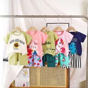 Tagkita | Bộ Áo Thun và Quần Short Tay Ngắn Mùa Hè Cho Trẻ Em Chất Liệu Cotton Nhẹ