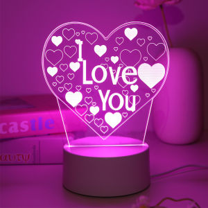 Pink Romantic Confession I LOVE YOU 3D Night Light Gift Light for Lovers Bedroom Decoration Atmosphere Light